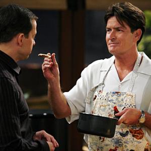 Still of Charlie Sheen and Jon Cryer in Two and a Half Men 2003