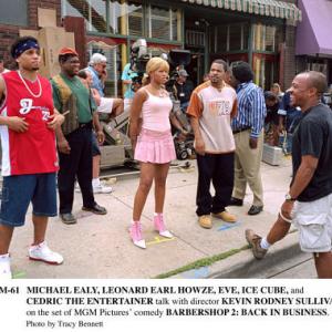 Ice Cube, Cedric the Entertainer, Kevin Rodney Sullivan, Michael Ealy, Eve and Leonard Earl Howze in Barbershop 2: Back in Business (2004)