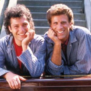 Still of Ted Danson and Howie Mandel in A Fine Mess 1986