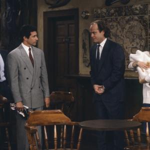 Still of Ted Danson Kelsey Grammer Bebe Neuwirth and Michael Holden in Cheers 1982