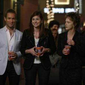 Still of Judy Davis Debra Messing and Chris Diamantopoulos in The Starter Wife 2008