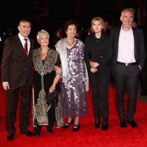 Actors Steve Coogan Judi Dench Philomena Lee actress Sophie Kennedy Clark and Martin Sixsmith attend the Philomena American Express Gala screening during the 57th BFI London Film Festival at Odeon Leicester Square on October 16 2013 in London England