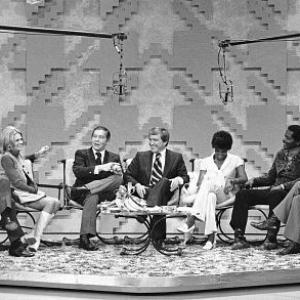Merv Griffin Show The Dom DeLuise Angie Dickinson Milton Berle Merv Griffin Dionne Warwick and her husband Steve Lawrence c 1969