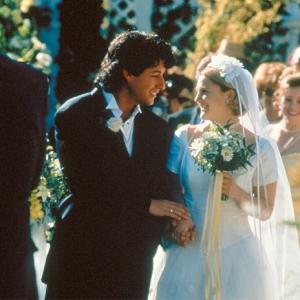 Still of Drew Barrymore and Adam Sandler in The Wedding Singer 1998