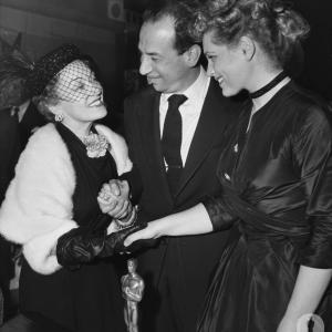 Presenter Gloria Swanson with Best Actor Jose Ferrer Cyrano de Bergerac and Best Actress Judy Holliday Born Yesterday at the 23rd Academy Awards
