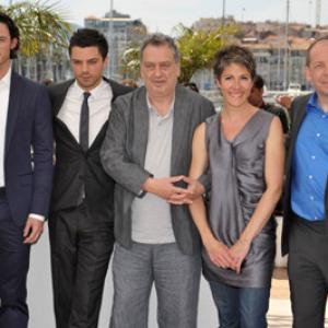 (L-R) Actors Luke Evans, Dominic Cooper, director Stephen Frears, Tamsin Greig and Bill Camp attend the 'Tamara Drewe' Photo Call held at the Palais des Festivals during the 63rd Annual International Cannes Film Festival on May 18, 2010 in Cannes, France.