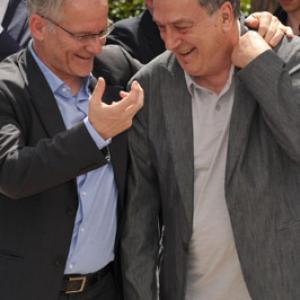 Director of the Cannes Film Festival Thierry Fremaux L and director Stephen Frears attend the Tamara Drewe Photo Call held at the Palais des Festivals during the 63rd Annual International Cannes Film Festival on May 18 2010 in Cannes France