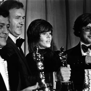 Best Actress Jane Fonda Klute flanked by The French Connection winners Philip DAntoni Best Picture Gene Hackman Best Actor and William Friedkin Best Director at the 44th Academy Awards