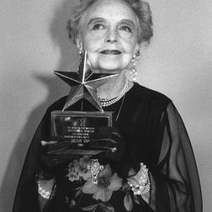 Lillian Gish with her award from 