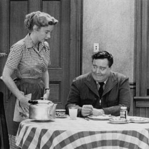 Still of Jackie Gleason and Audrey Meadows in The Honeymooners 1955