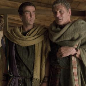 Still of John Hannah and Jeffrey Thomas in Spartacus Gods of the Arena 2011