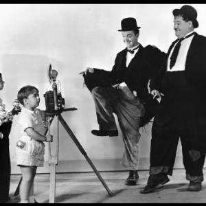 Our Gang George Spanky Mcfarland and Carl Alfalfa Switzer photograph Stan Laurel and Oliver Hardy