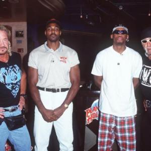 Hulk Hogan Dennis Rodman Dallas Page and Karl Malone