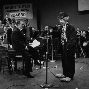 Bob Hope and Vance Nutsy the Clown Colvag on the Olympic Telethon