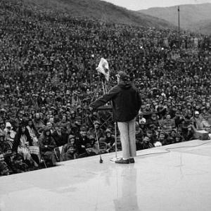 Bob Hope  his audience during a USO Christmas tour in Southeast Asia