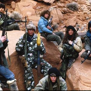 Still of Charlie Sheen Jennifer Grey Patrick Swayze Lea Thompson C Thomas Howell Brad Savage and Doug Toby in Red Dawn 1984