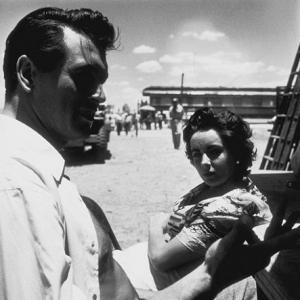 Elizabeth Taylor and Rock Hudson on the set of Giant in Marfa Texas