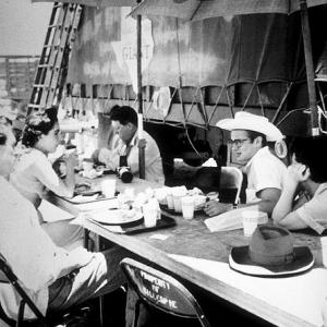 James Dean Elizabeth Taylor and Rock Hudson on location for Giant in Marfa TX 1955