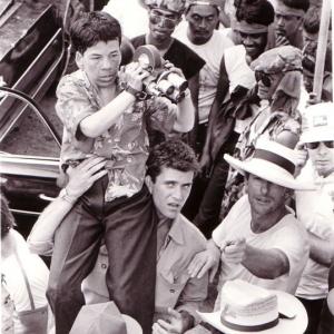Still of Mel Gibson Linda Hunt and Peter Weir in The Year of Living Dangerously 1982