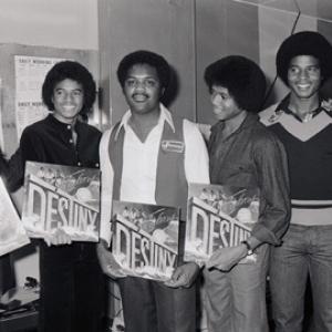 Marlon Jackson Michael Jackson store owner Randy Jackson and Jackie Jackson The Jacksons InStore Album Promotion 1978 Freeway Records  Los Angeles