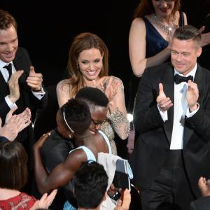 Brad Pitt, Angelina Jolie, Benedict Cumberbatch and Lupita Nyong'o at event of The Oscars (2014)