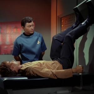 Still of DeForest Kelley and Robert Walker Jr. in Star Trek (1966)