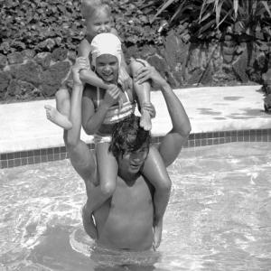 Michael Landon at home in Stone Canyon with his family c 1967