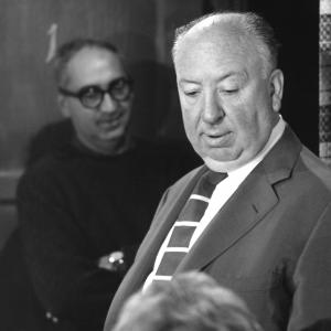 Psycho Dir Alfred Hitchcock talking to Janet Leigh 1960 Paramount