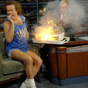 Still of David Letterman and Richard Simmons in Late Show with David Letterman (1993)