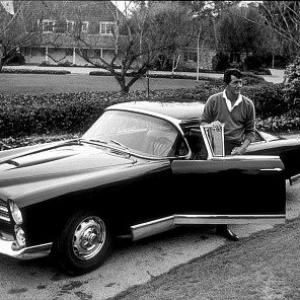 Dean Martin and his Facel Vega HK500 on the driveway of Beverly Hills on Mountian Drive 1961