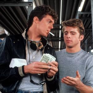 Still of Maxwell Caulfield and Christopher McDonald in Grease 2 1982