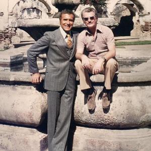 Ricardo Montalban and producerdirector Fred R Krug on location in Antigua Guatemala in 1975