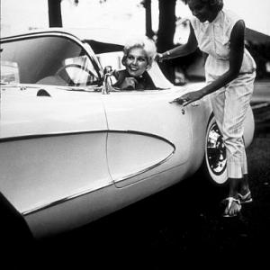 Kim Novak in her new Corvette, 1956.
