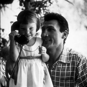 Jack Palance and his daughter Brooke at home in Beverly Hills CA 1954