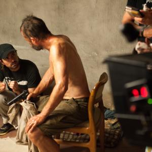 Still of Guy Pearce and David Michôd in The Rover (2014)