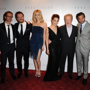 Charlize Theron Ridley Scott Guy Pearce Noomi Rapace Michael Fassbender and Logan MarshallGreen at event of Prometejas 2012