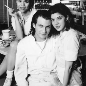Still of Christian Slater Marisa Tomei and Rosie Perez in Untamed Heart 1993