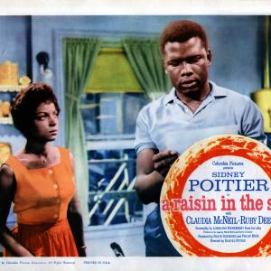 Lobby card from the Lorraine Hansberry drama 'A Raisin in the Sun' (Columbia Pictures), directed by Daniel Petrie and starring Sidney Poitier, Claudia McNeil, Ruby Dee, Diana Sands, Ivan Dixon, Louis Gossett, and Roy Glenn, Chicago, Illinois, 1961.