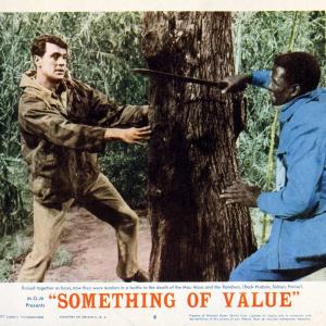 Still of Rock Hudson and Sidney Poitier in Something of Value 1957