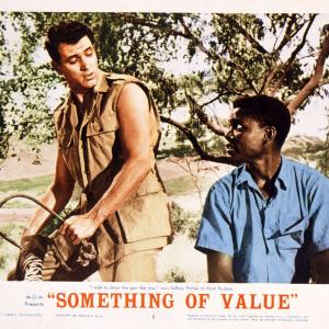 Still of Rock Hudson and Sidney Poitier in Something of Value 1957