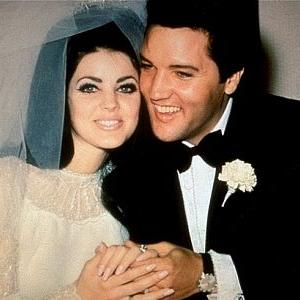 Elvis Presley and his bride, the former Priscilla Ann Beaulieu, at their wedding in Las Vegas, 5/26/67.