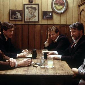 (Left to right) Desmond (PIERCE BROSNAN), Michael (STEPHEN REA), Nick (AIDAN QUINN), Tom (ALAN BATES), and Bernadette (JULIANNA MARGULIES) make plans to take on the Irish Supreme Court to reunite Desmond with his children.