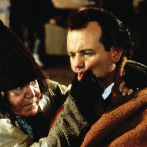 Still of Bill Murray and Anne Ramsey in Scrooged 1988