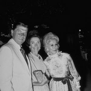 Ronald Reagan with wife Nancy and Zsa Zsa Gabor at S Agnew support party