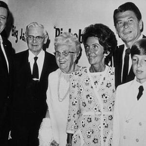 Ronald Reagan with John Wayne, parents Nelle and Jack, wife Nancy and son Ron C. 1972