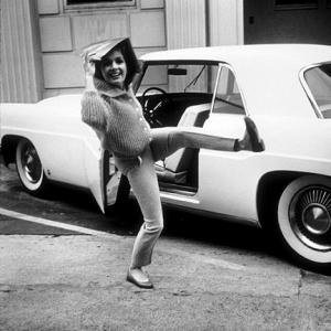 Debbie Reynolds with a 1957 Continental Mark 11 at Paramount Studios for 