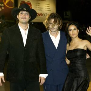 Johnny Depp Salma Hayek and Robert Rodriguez at event of Karta Meksikoje 2003