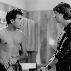 Still of Charlie Sheen and Alan Ruck in Three for the Road 1987