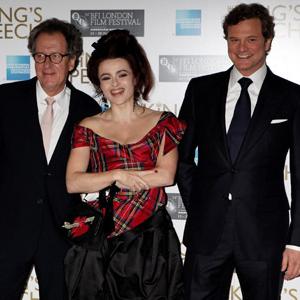 Colin Firth Helena Bonham Carter and Geoffrey Rush