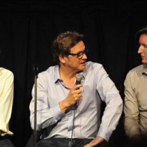 Colin Firth Geoffrey Rush and Tom Hooper